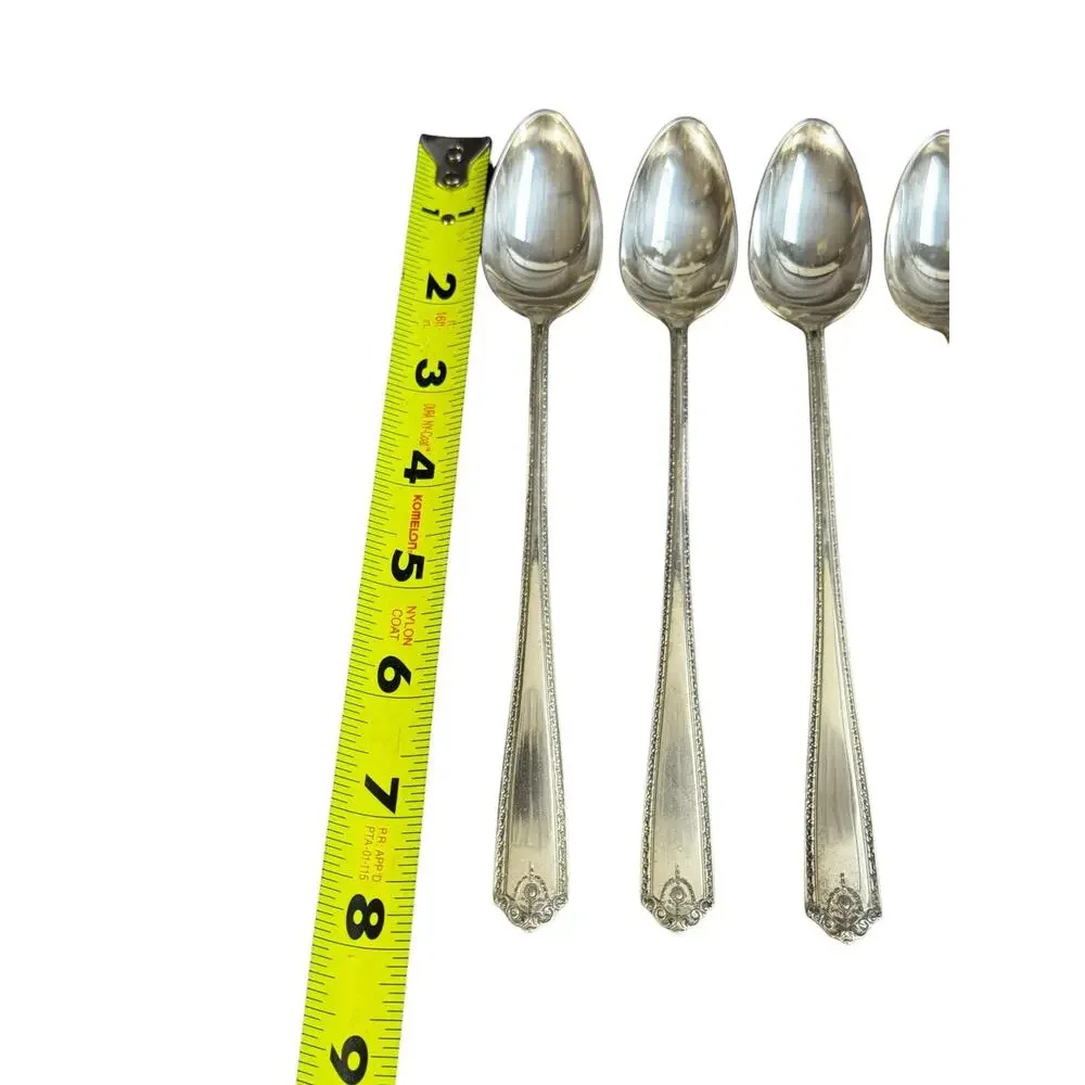4) Vintage 1940s Sterling Silver Lady Hilton By Westmorland Long Iced Tea Spoons
